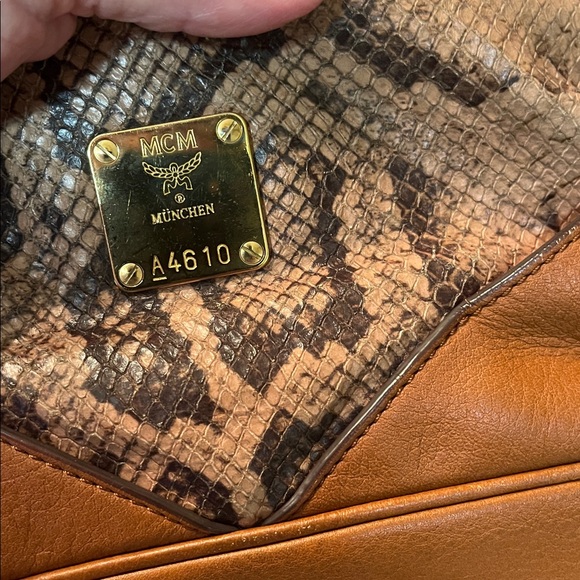 MCM Snake Print Leather Hobo Bag magnetic closure no MCM dustbag - Picture 9 of 13